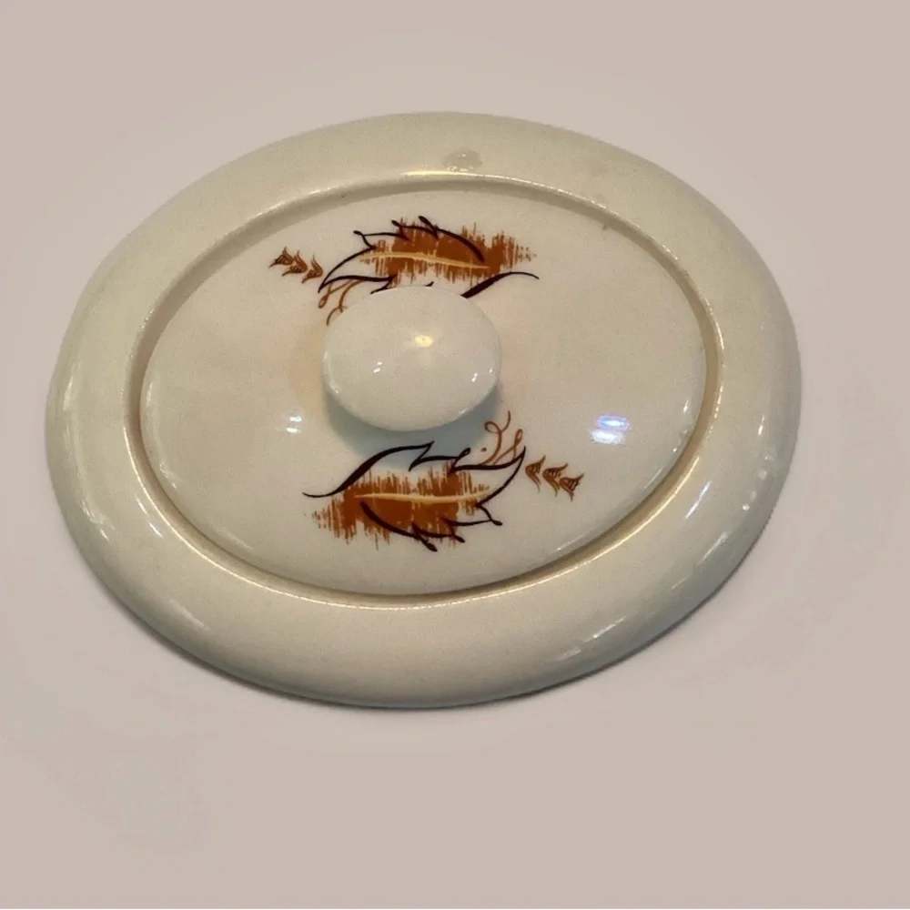 Vintage MCM Knowles Sugar Bowl Leaves and Wheat Design - Picture 2 of 8